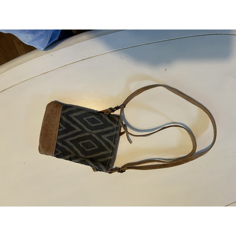 Aztec Print Crossbody Bag Boho Festival Western Canvas Leather Southwestern